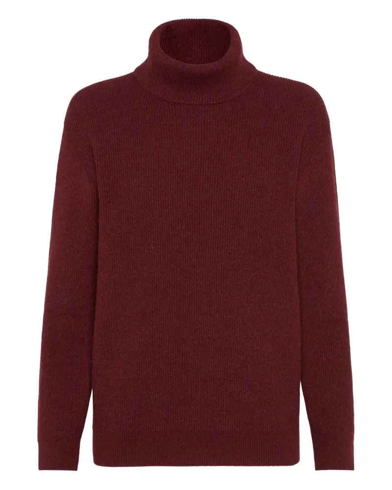 Brunello Cucinelli Gerippter Rollkragenpullover - Rot Rot