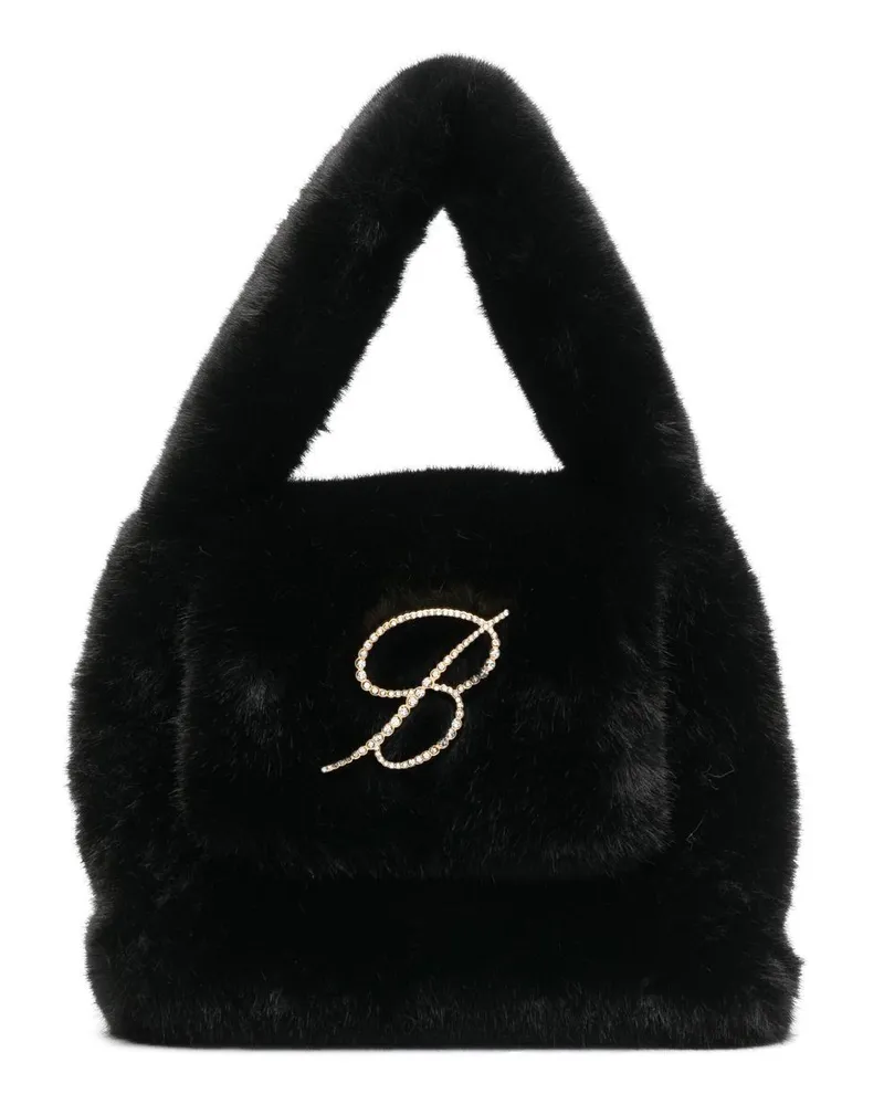 Blumarine Mini-Tasche aus Faux Fur Schwarz