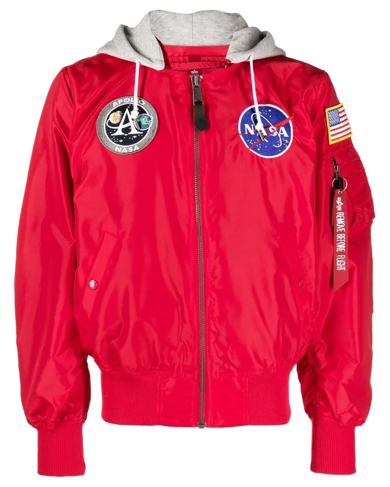 Alpha Industries Kapuzenjacke mit Patches Rot