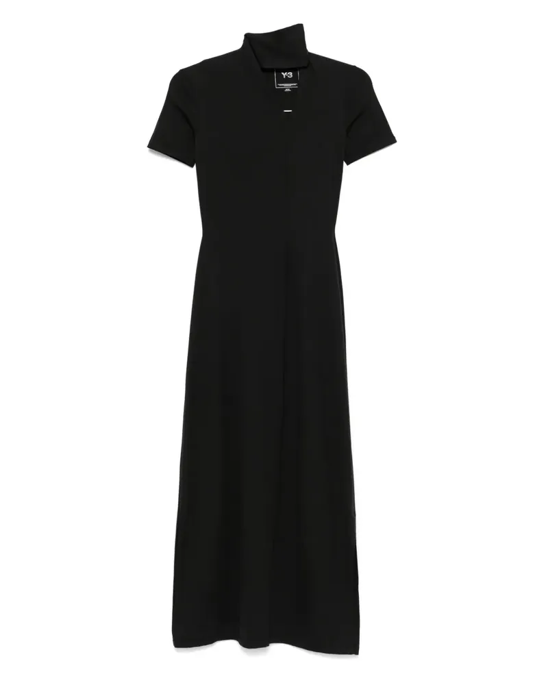 Y-3 Maxikleid mit schmalem Kragen - Schwarz Schwarz