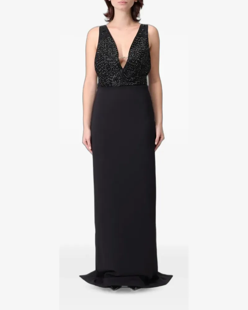 Elisabetta Franchi crystal-embellished sleeveless maxi gown - Schwarz Schwarz