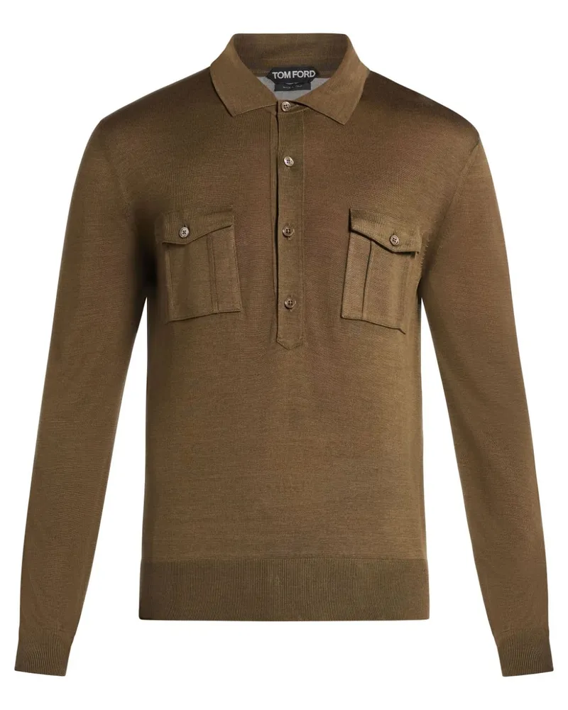 Tom Ford Fein gestricktes Poloshirt - Braun Braun