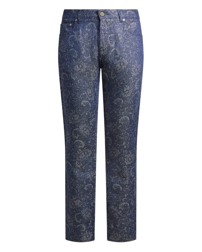 Etro jacquard leafy paisley-motif jeans - Blau Blau
