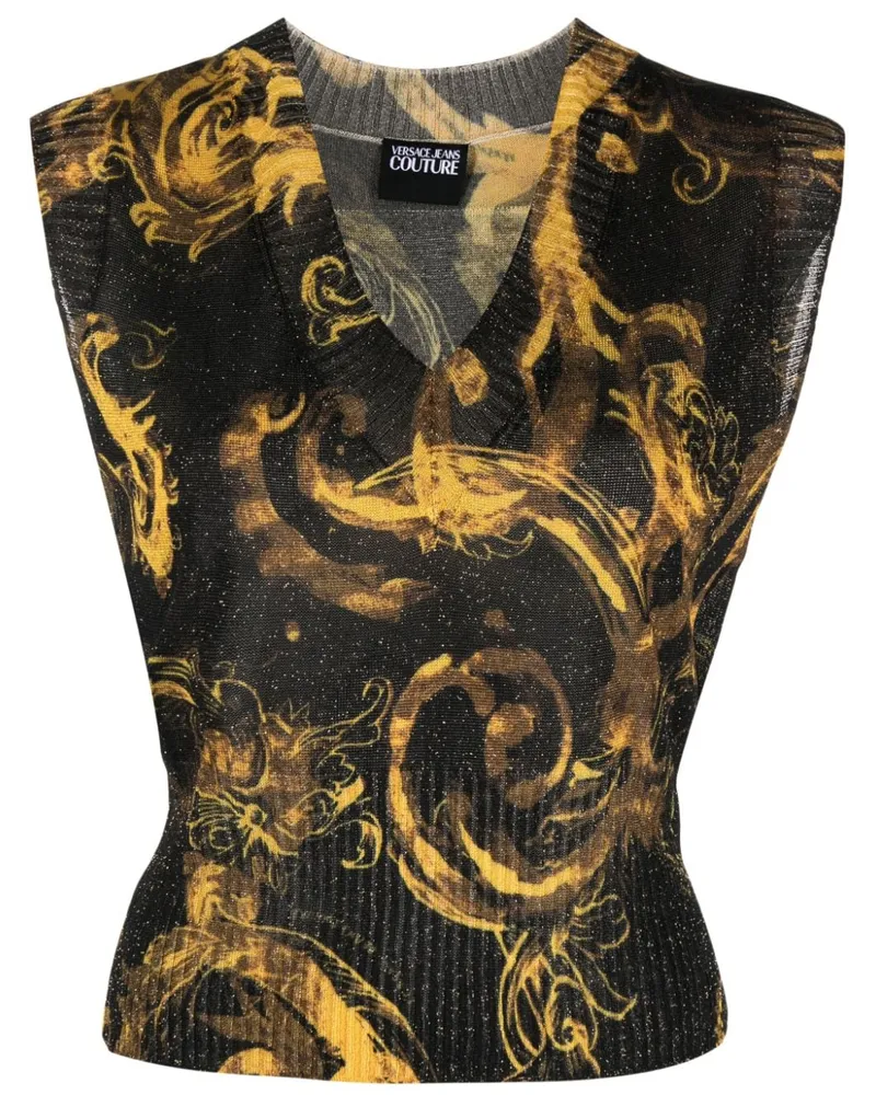 Versace Jeans Top mit Barocco-Print - Schwarz Schwarz