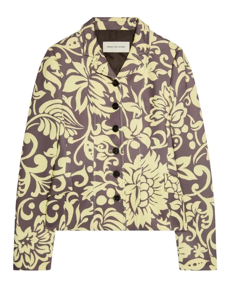Dries van Noten Scuba-Blazer mit Blumen - Braun Braun