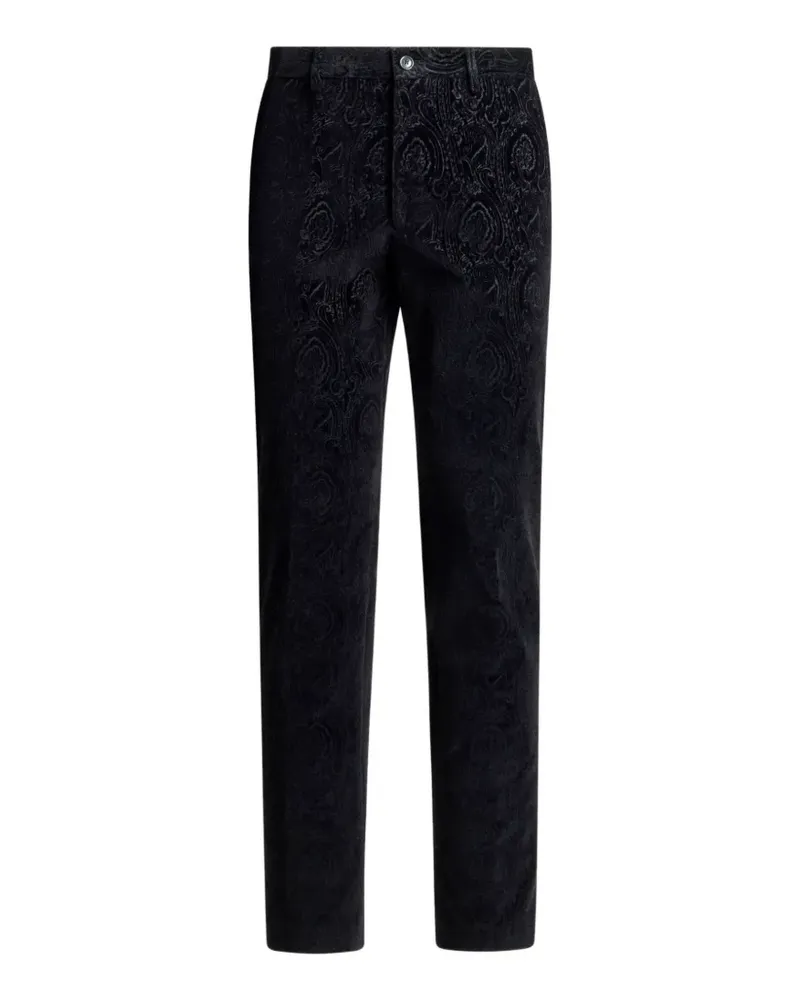 Etro cotton velvet trousers with Arnica motif - Schwarz Schwarz