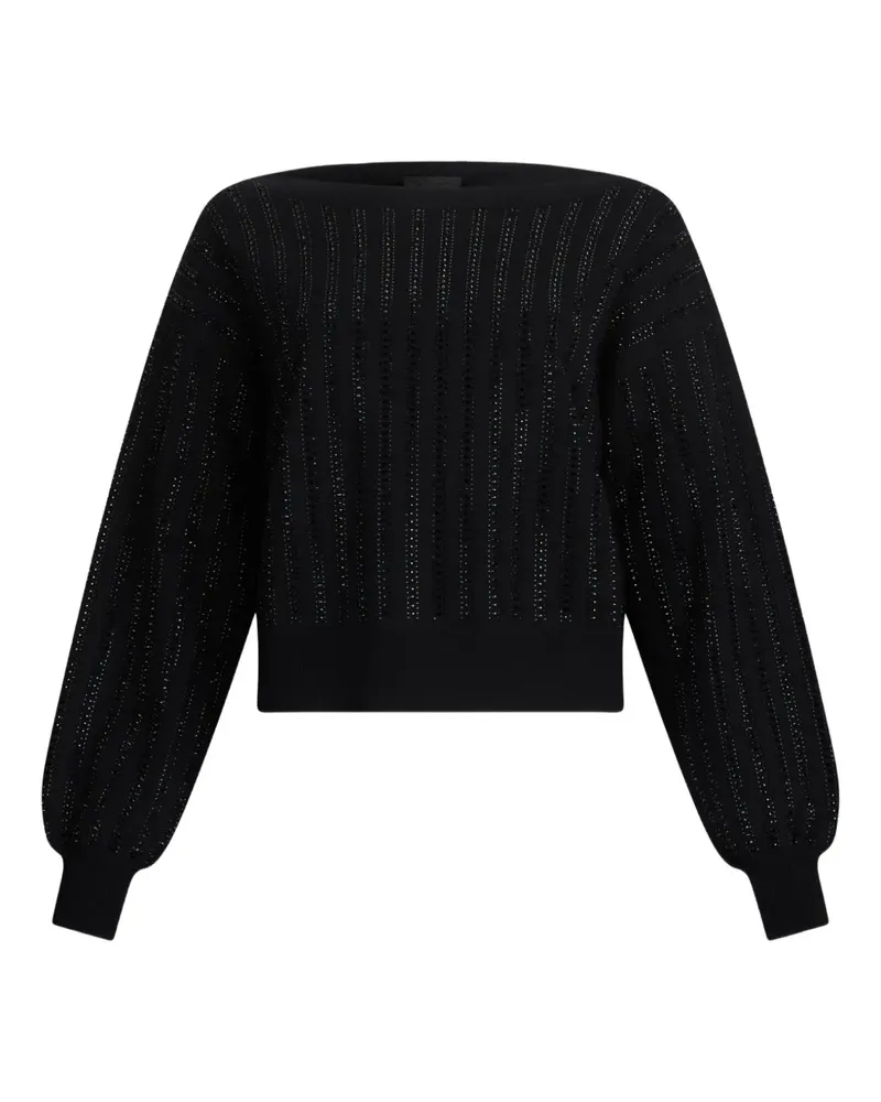 Liu Jo Puffärmel-Pullover mit Strass - Schwarz Schwarz