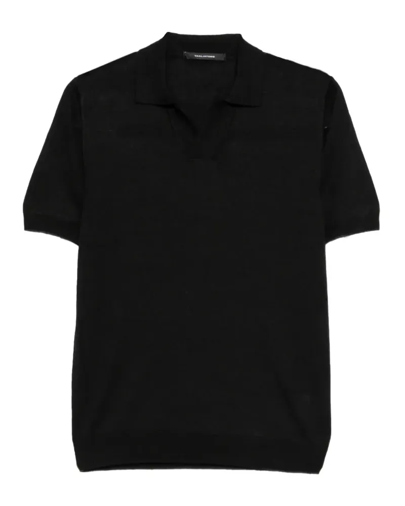Tagliatore v-neck short-sleeve polo shirt - Schwarz Schwarz