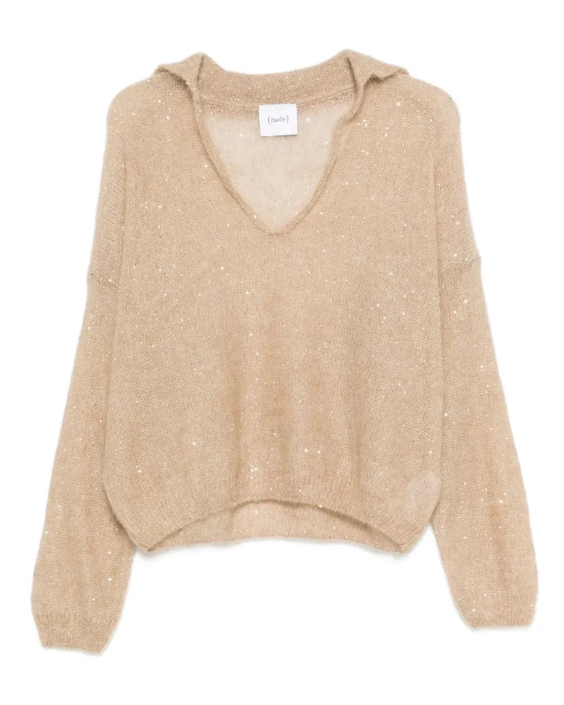 NUDE Pullover mit V-Ausschnitt Nude