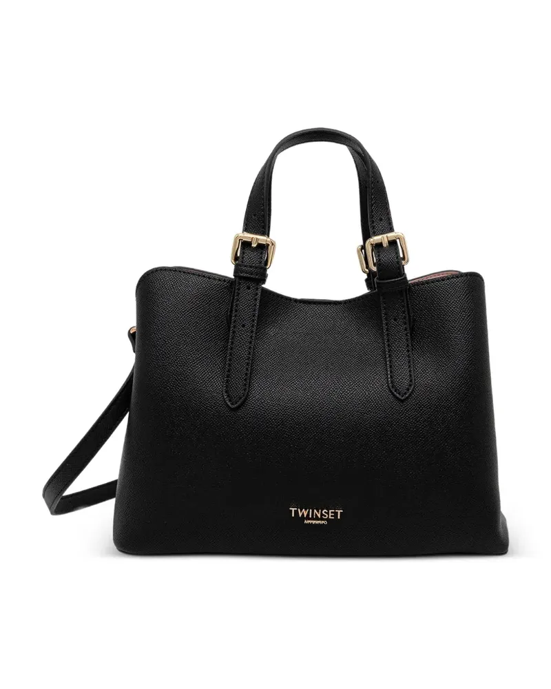 Twin-Set Shopper mit Logo-Schild - Schwarz Schwarz