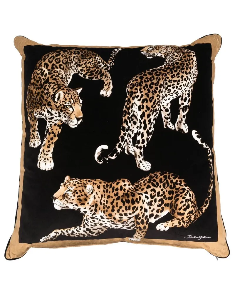 Dolce & Gabbana Kissen mit Leoparden-Print - Schwarz Schwarz