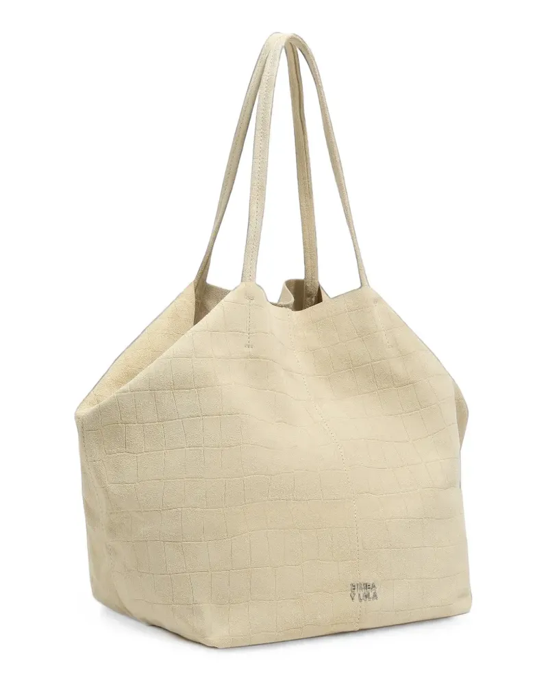 BIMBA Y LOLA Große hellgelbe Shopper aus Wildleder - Nude Nude