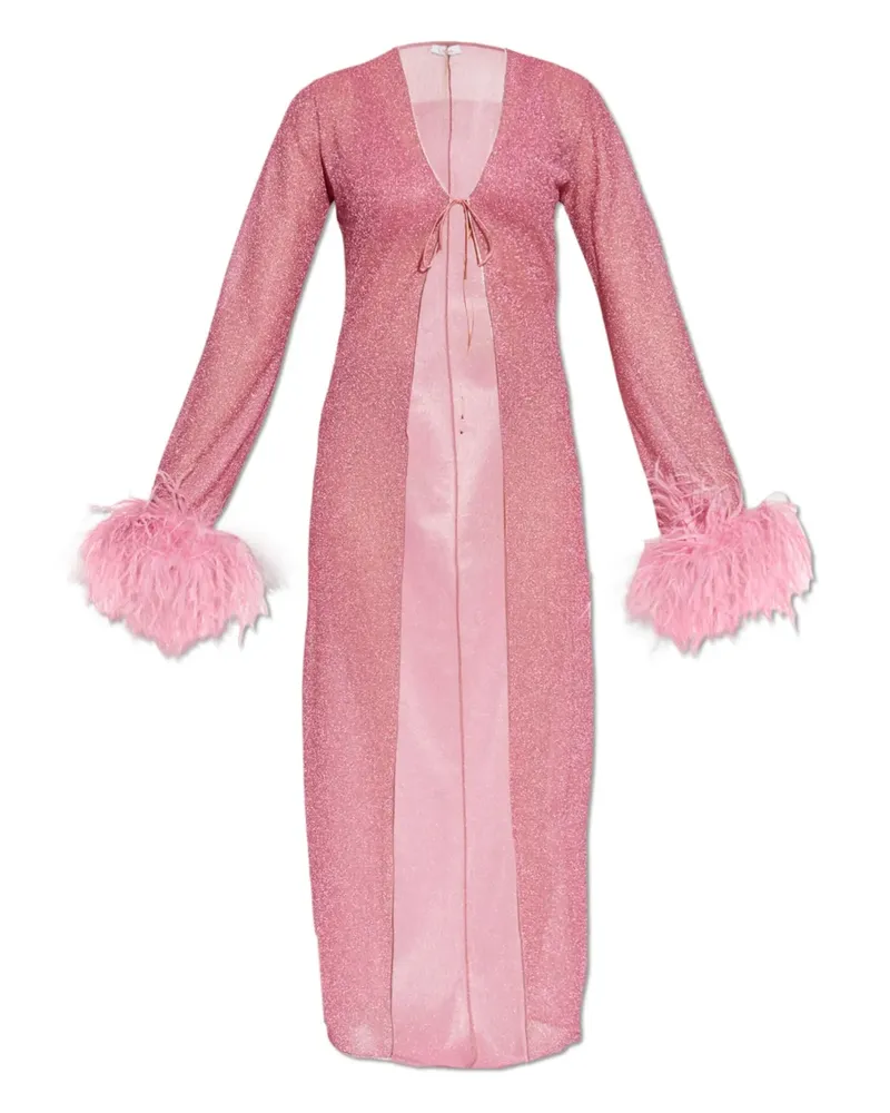 Oséree Lumière Plumage Kleid mit Federbesatz - Rosa Rosa