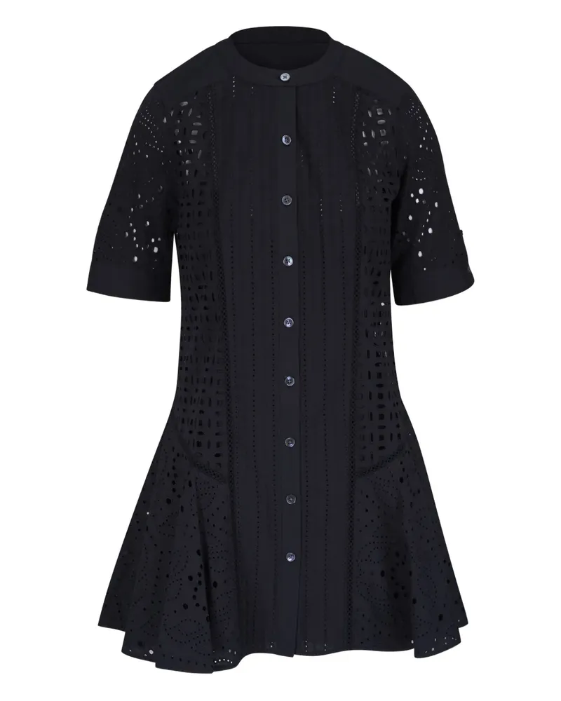 Veronica Beard Hemdkleid mit Lochstickerei - Schwarz Schwarz