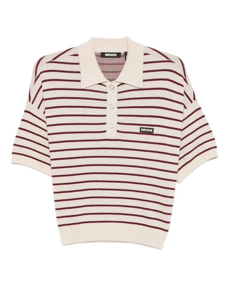ROTATE Birger Christensen striped short-sleeve polo top - Nude Nude