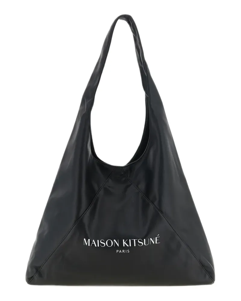 Kitsuné Triangle logo-print shoulder bag - Schwarz Schwarz