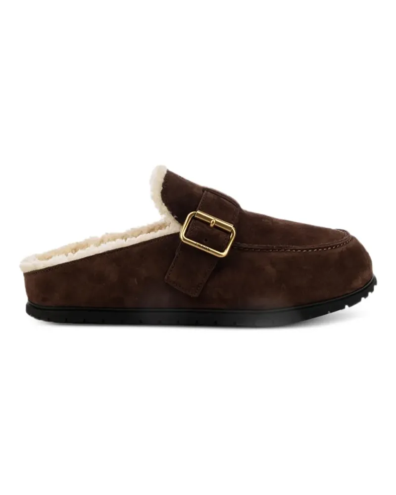 Prada Slipper mit Shearling-Futter - Braun Braun