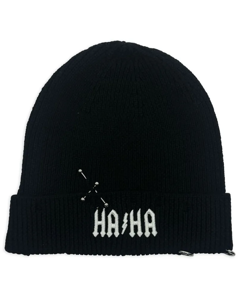 Haculla Ha Ha Beanie aus Wolle - Schwarz Schwarz