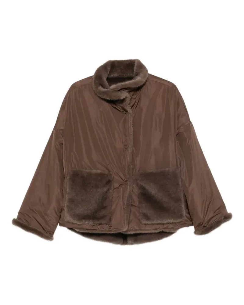Collection Privée? Wendbarer Kurzmantel mit Besatz aus Faux Fur - Braun Braun