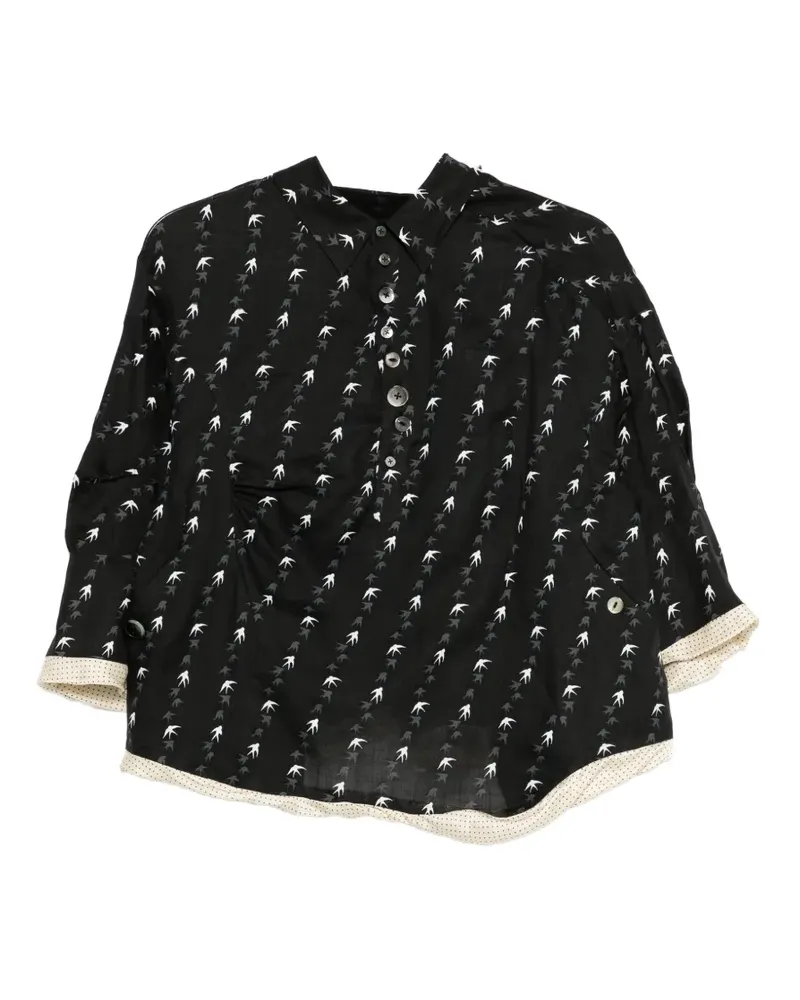 Undercover bird print blouse - Schwarz Schwarz