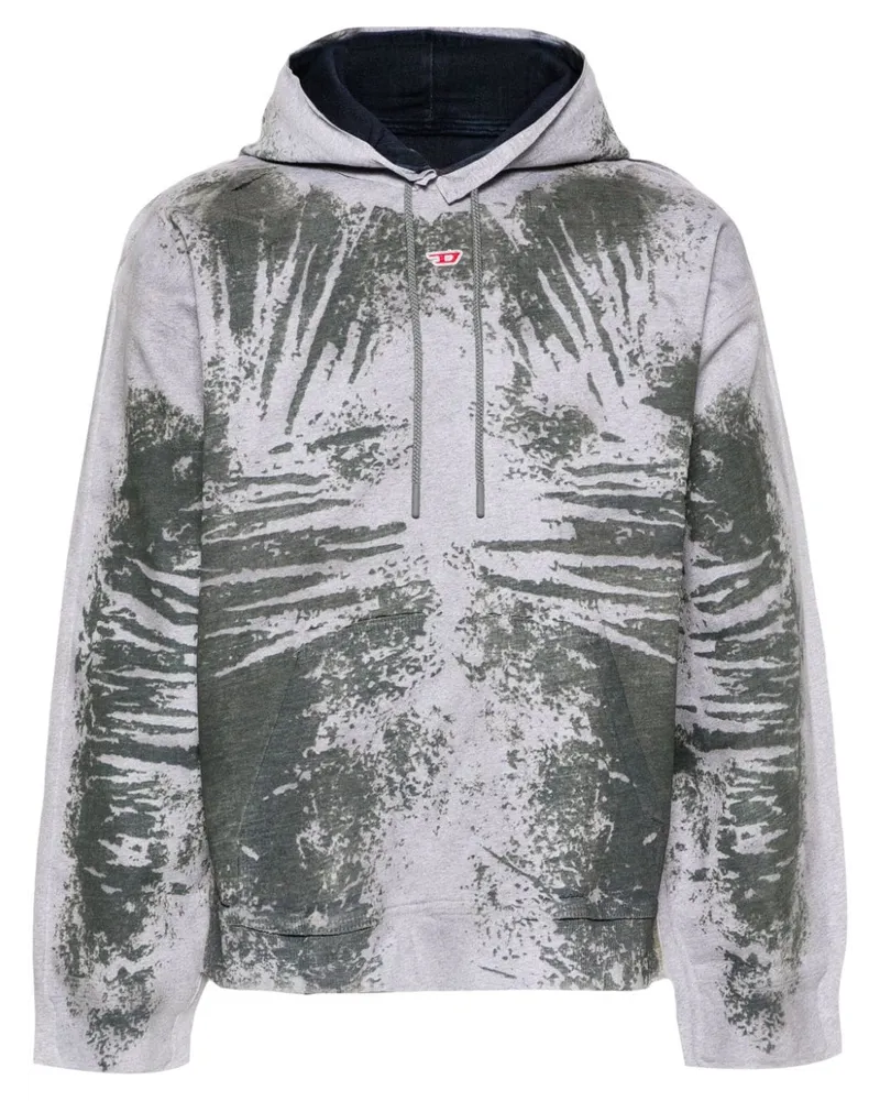 Diesel D-Um-Rib Hoodie mit Peel-Off-Effektg - Grau Grau