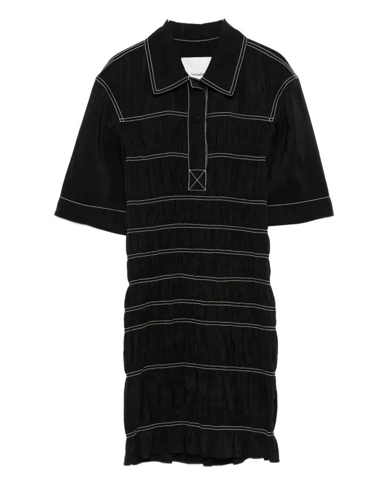 Nanushka Kleid mit gesmoktem Detail - Schwarz Schwarz
