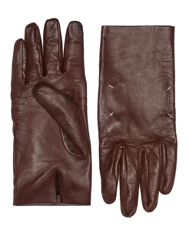 Maison Margiela leather gloves - Braun Braun