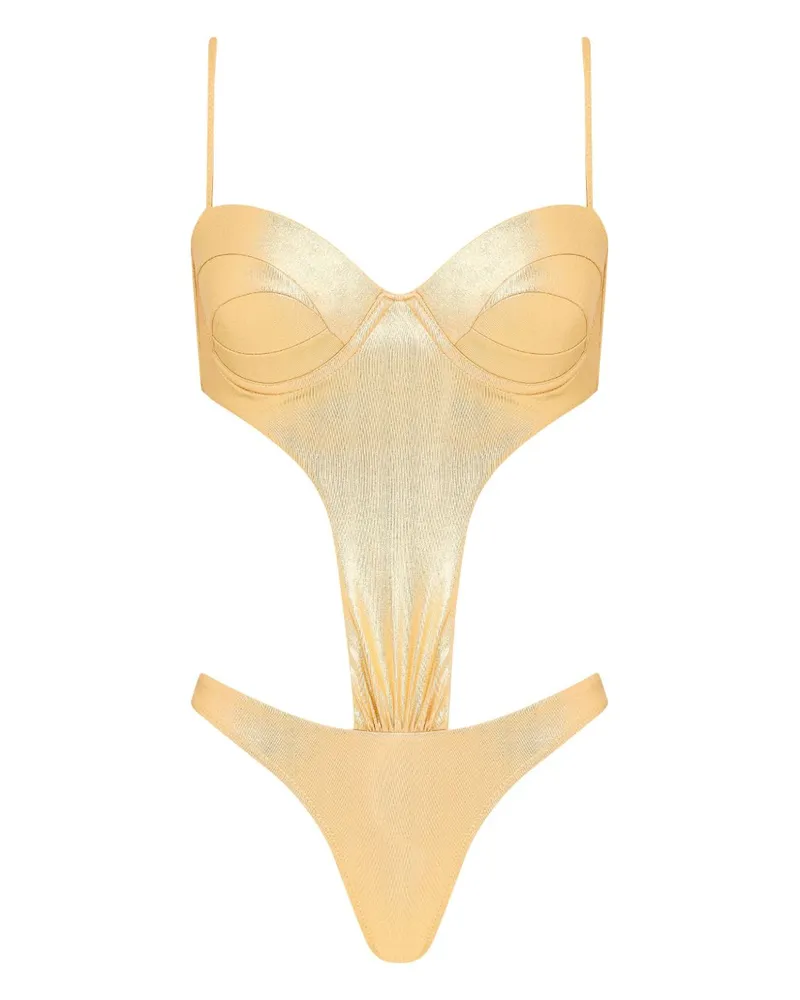 Amir Slama Badeanzug mit Cut-Out - Gold Gold