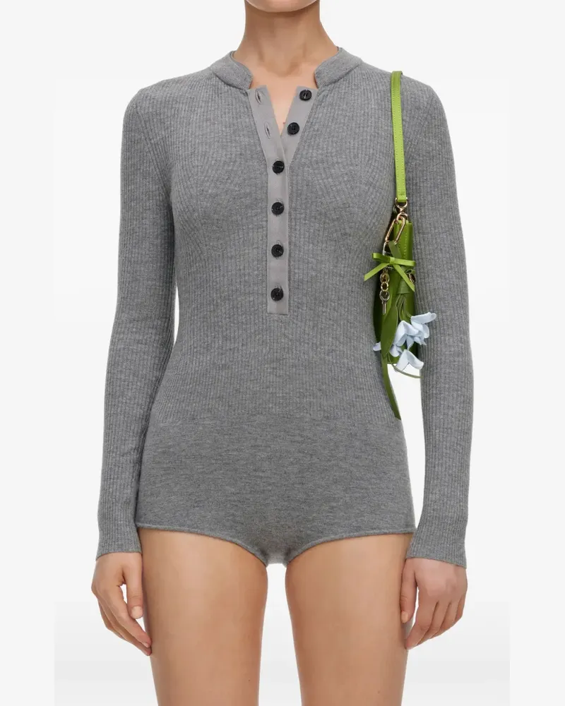 Self-Portrait grey button knit playsuit - Grau Grau