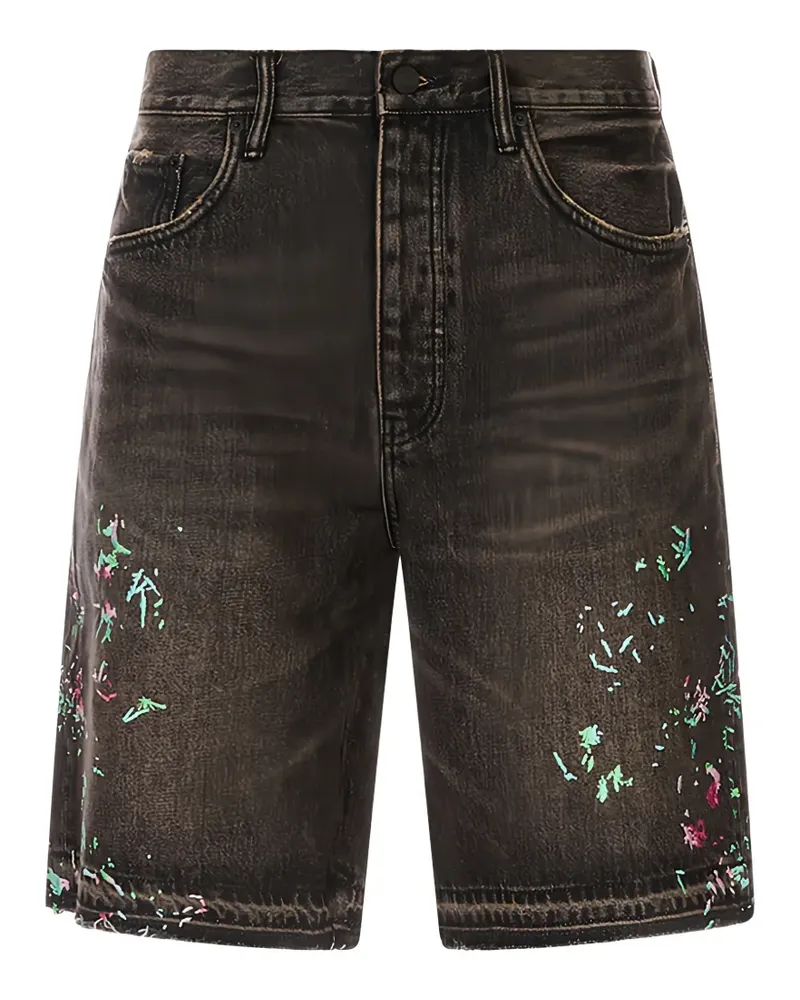 PURPLE BRAND paint-splatter denim shorts - Schwarz Schwarz