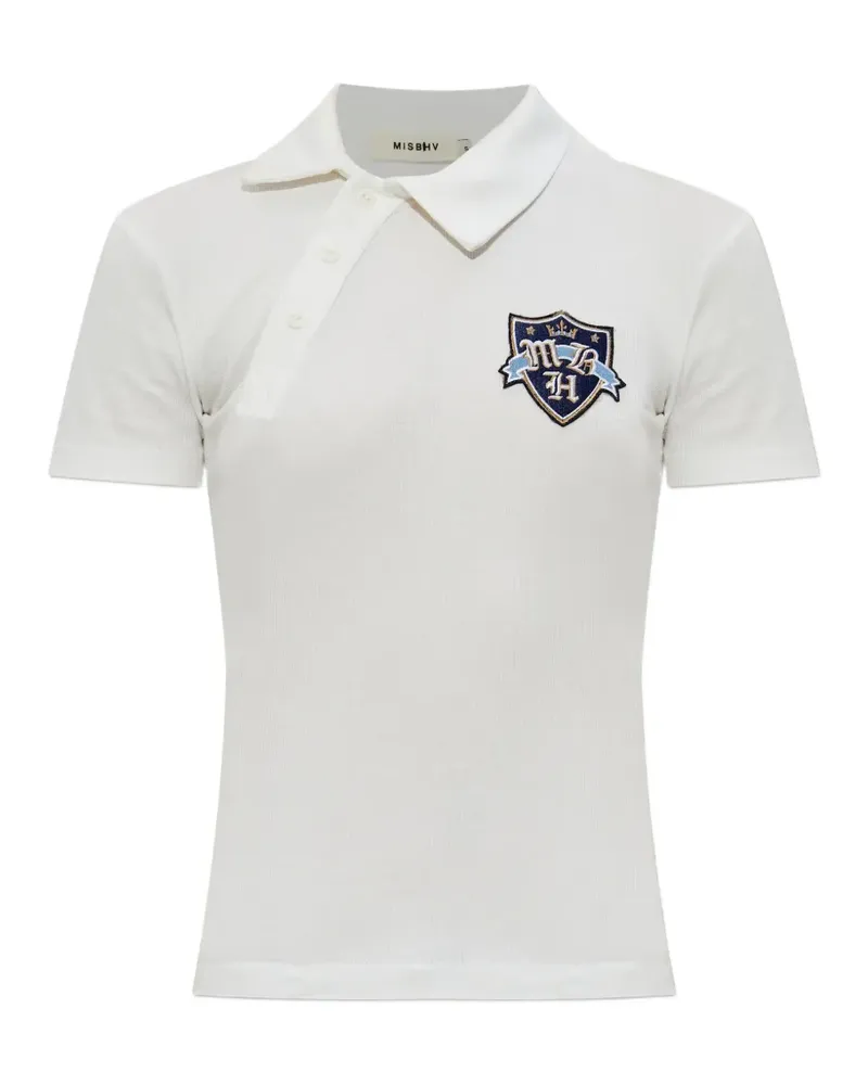 MISBHV logo-patch asymmetric-placket polo shirt - Weiß Weiß