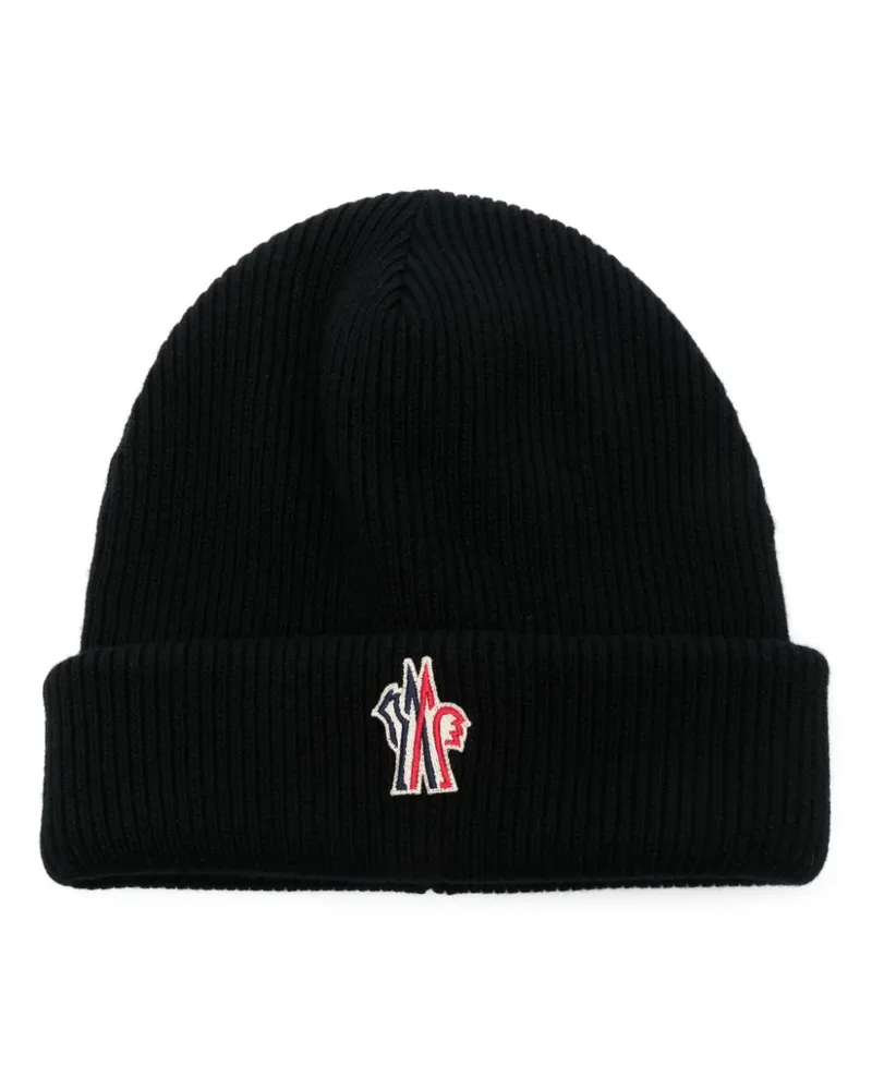 Moncler Beanie mit Logo-Patch - Schwarz Schwarz