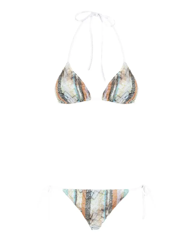 Missoni zigzag pattern sequins-detail bikini set - Weiß Weiß