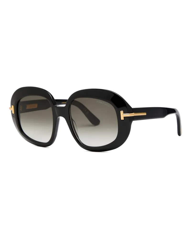 Tom Ford Sonnenbrille mit ovalem Gestell - Schwarz Schwarz