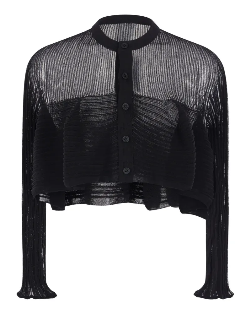 CFCL ribbed-knit cropped cardigan - Schwarz Schwarz