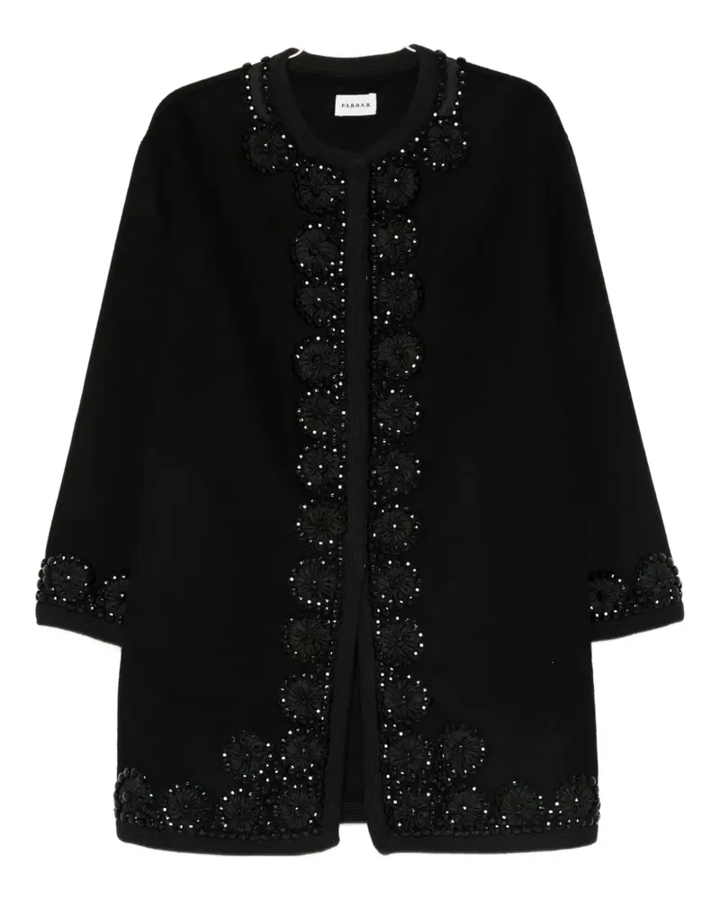 P.A.R.O.S.H. P.A.R.O H. Mantel mit Blumenverzierung - Schwarz Schwarz
