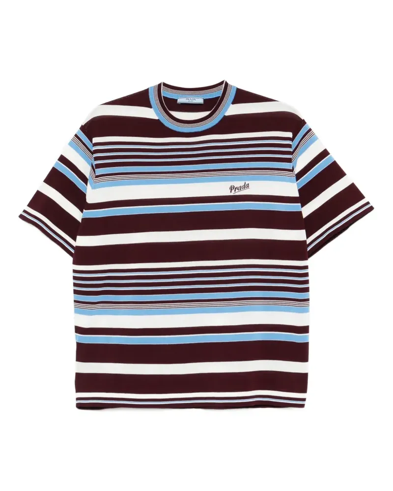 Prada striped embroidered T-shirt - Braun Braun