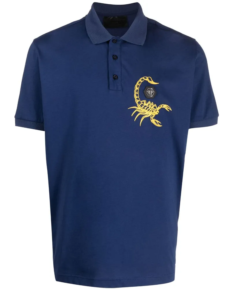 Philipp Plein Poloshirt mit Skorpion-Print - Blau Blau