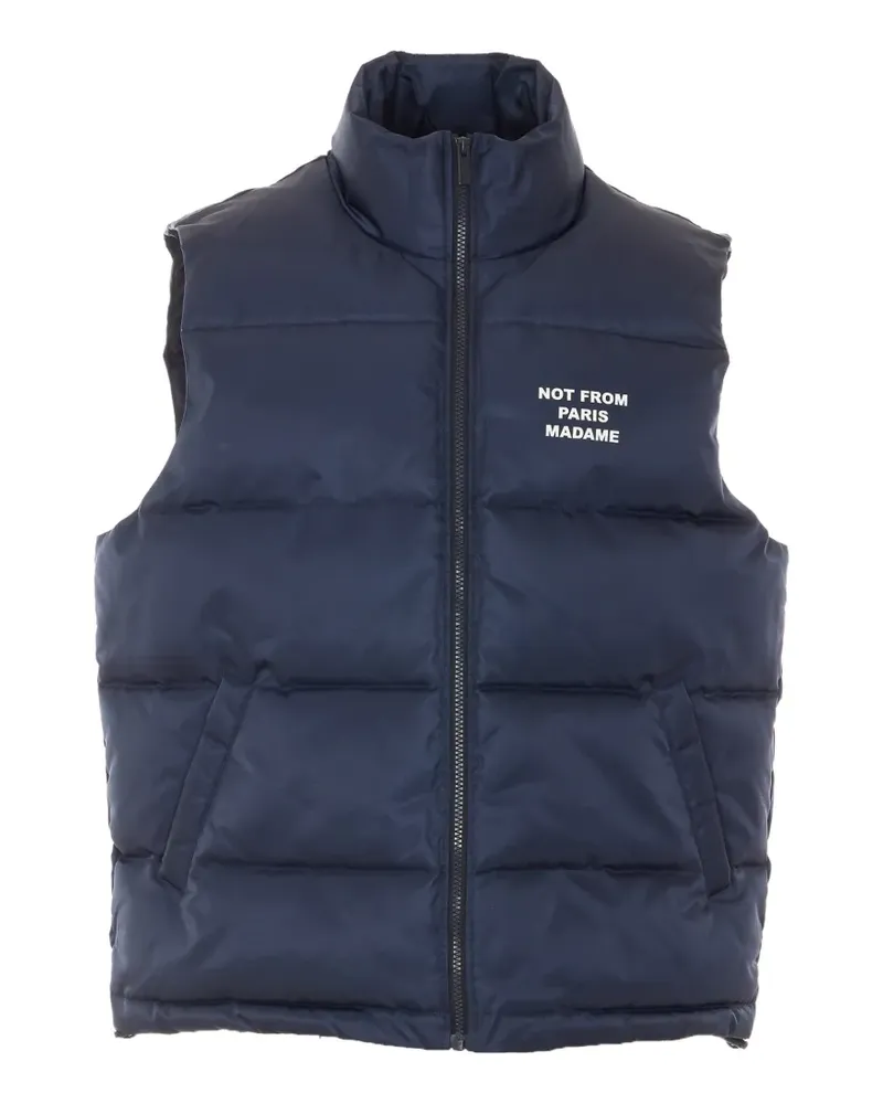 Drôle de Monsieur slogan-print padded jacket - Blau Blau