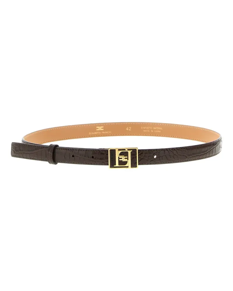 Elisabetta Franchi crocodile-effect logo-buckle belt - Braun Braun