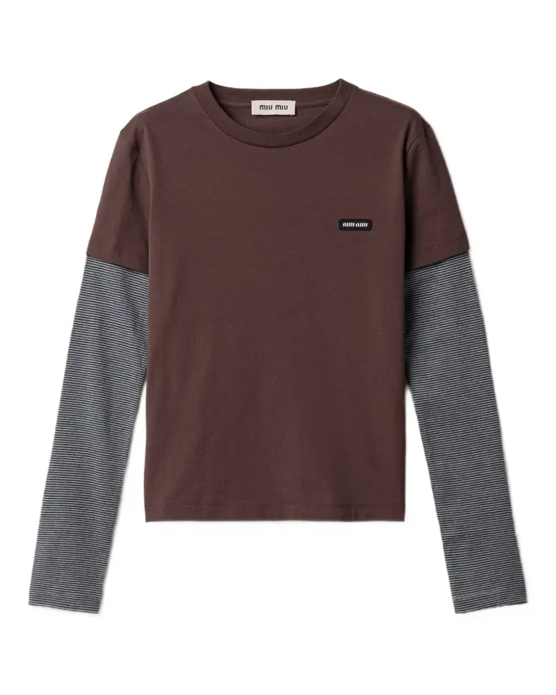 Miu Miu T-Shirt im Layering-Look - Braun Braun