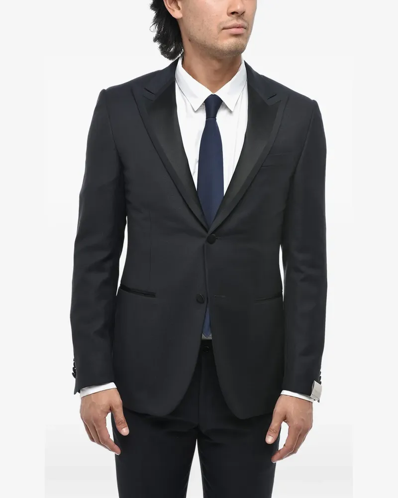 Corneliani satin peak-lapel wool suit - Blau Blau