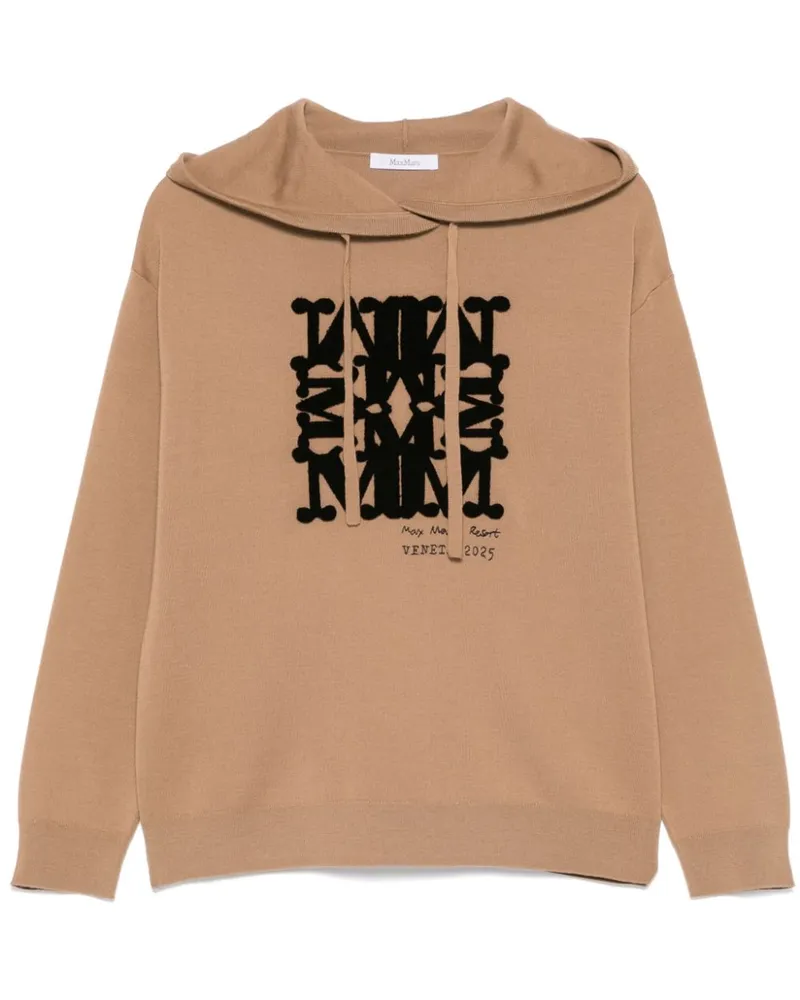 Max Mara Hoodie mit beflocktem Logo - Braun Braun