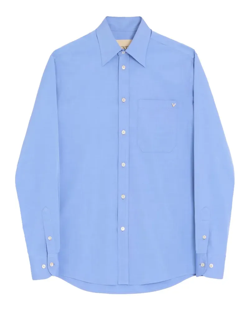 Valentino Garavani Oxford Baumwollhemd mit VGold - Blau Blau