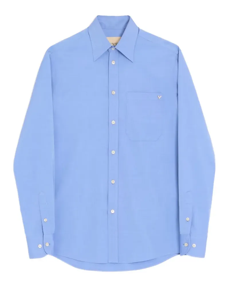 Valentino Garavani Oxford Baumwollhemd mit VGold - Blau Blau