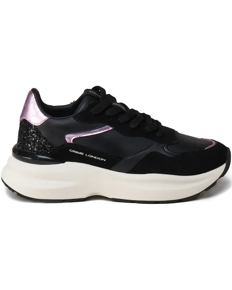 Crime Plateau-Sneakers mit Glitter-Einsatz - Schwarz Schwarz