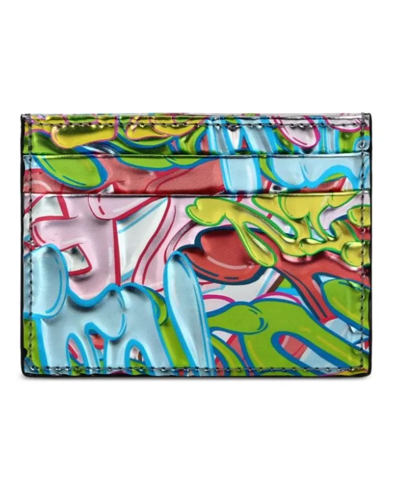 Philipp Plein Kartenetui mit Graffiti-Print - Blau Blau