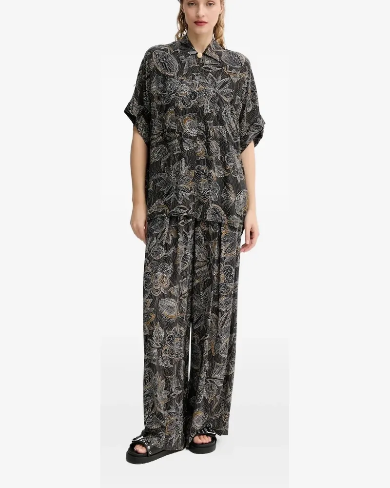 Sessùn Hose mit Blumen-Print - Schwarz Schwarz