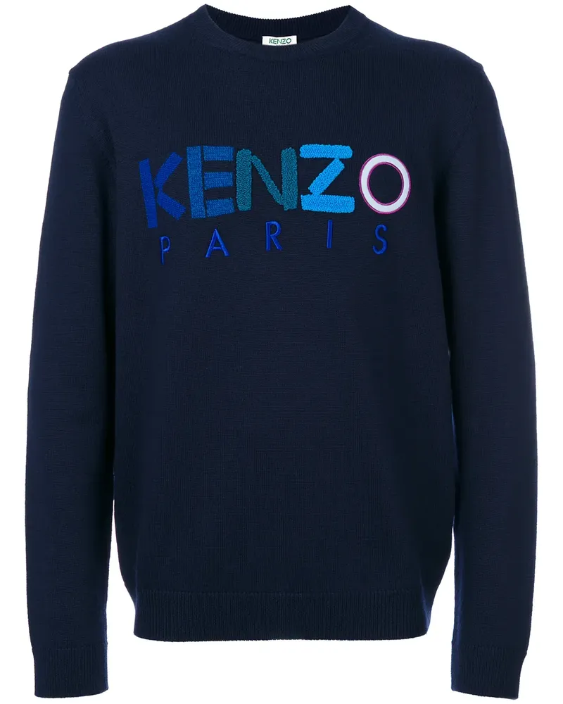 Kenzo Woll-Sweatshirt mit Logo-Stickerei - Blau Blau