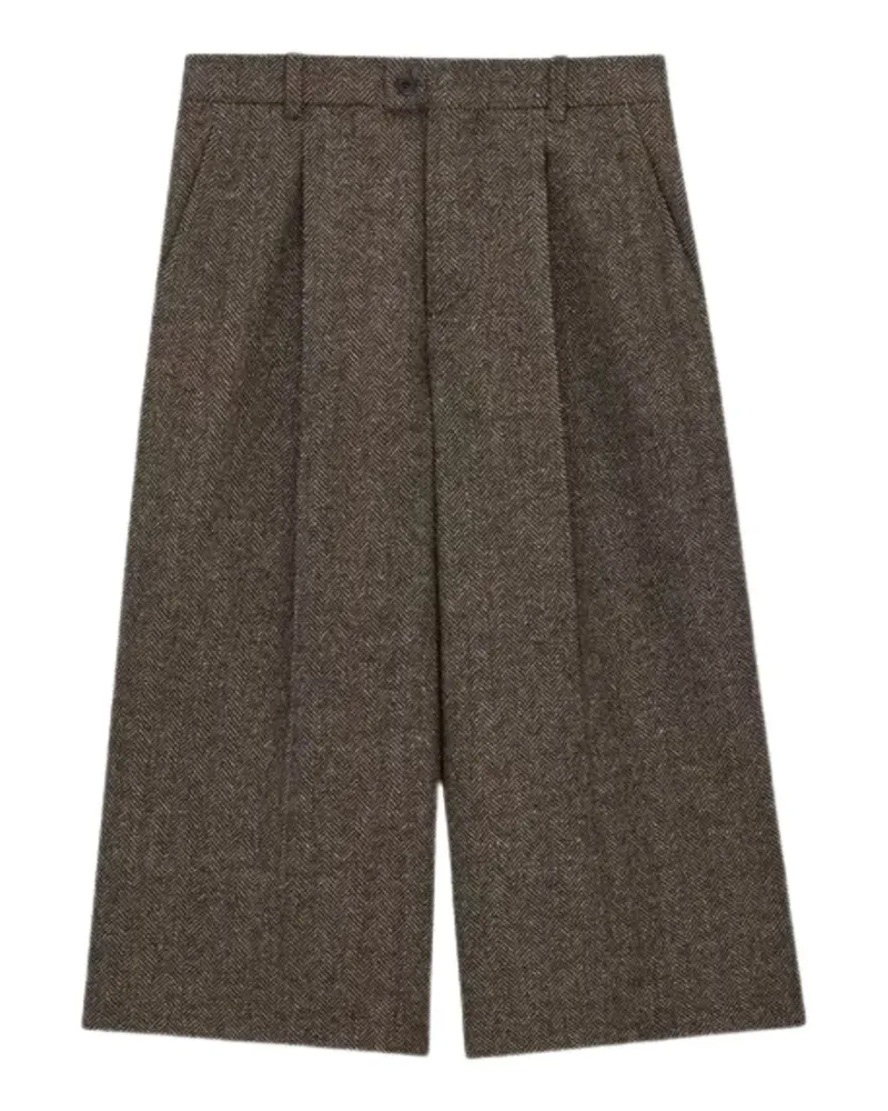 Saint Laurent Culottes aus Wolle mit Fischgrätenmuster - Braun Braun